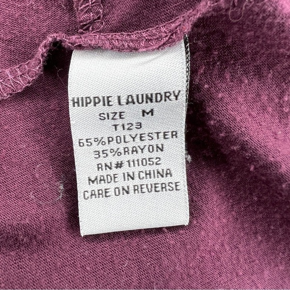 Medium Hippie Laundry Burgundy Red Short Sleeve Tee Stretch Knot Accent - Picture 7 of 8